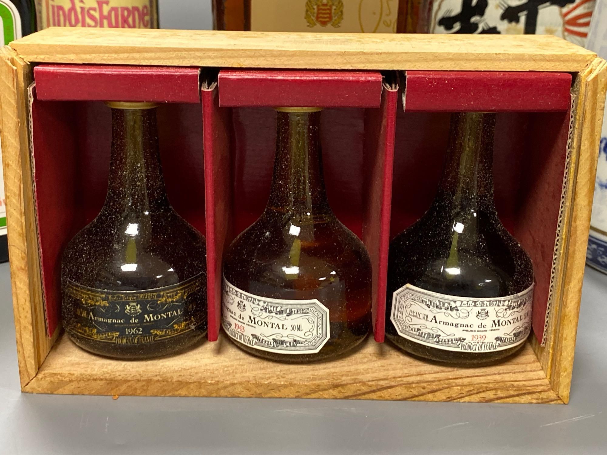 Armagnac de Montal - A Selection of Three Rare Vintages, boxed and miscellaneous spirits and liqueurs,